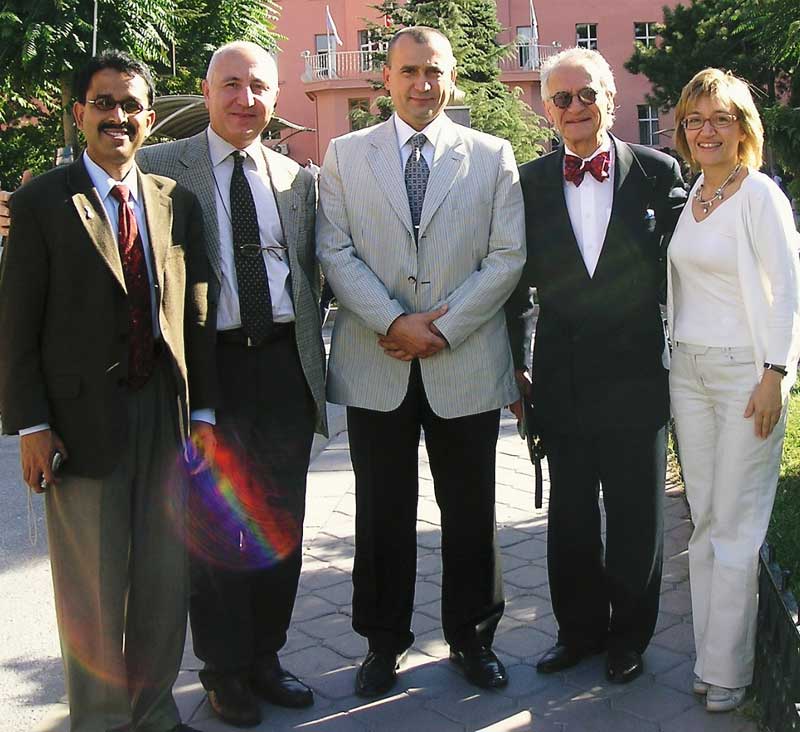 Group photo in Istanbul, Turkey: Dr. M. Mahesh, two Turkish radiologists, Dr. K, and Prof. Dr. Asygul, who organized the training program.